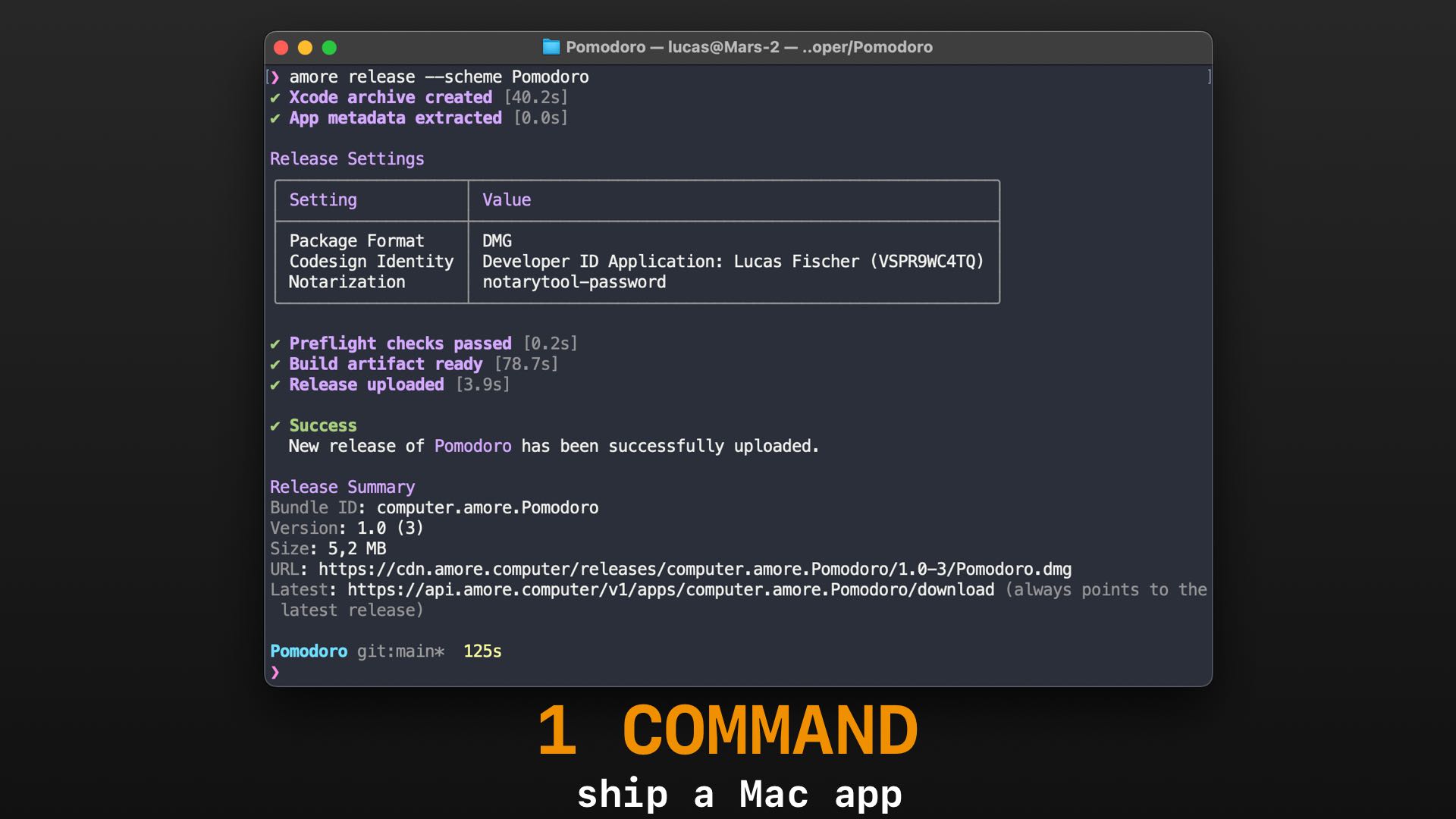 028 - Publish a macOS App Outside the App Store in ONE Command (with Amore)